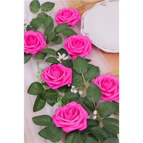 30pcs Real Touch Artificial Roses  (Fuschia) - Picture 2 of 6